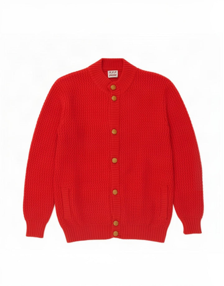 Maglione cardigan da uomo vintage rosso medio