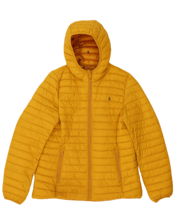 Joules Womens Hooded Padded Jacket UK 14 Medium Yellow Polyamide