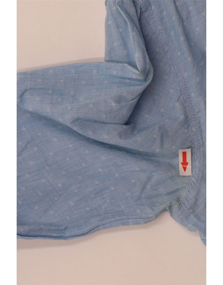 Hugo Boss Herren-Hemd mit normaler Passform, mittelblau gepunktete Baumwolle