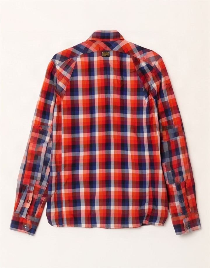 Camicia da uomo G-Star grande in cotone a quadri multicolore