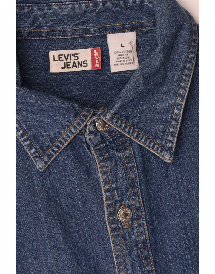 Ανδρικό τζιν πουκάμισο Levi's μεγάλο μπλε βαμβακερό