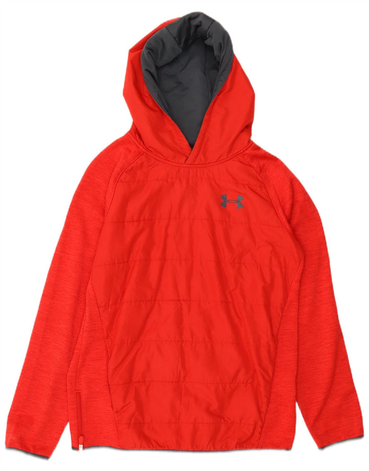 UNDER ARMOUR Boys Hoodie Jumper 13-14 Years XL Red Polyester