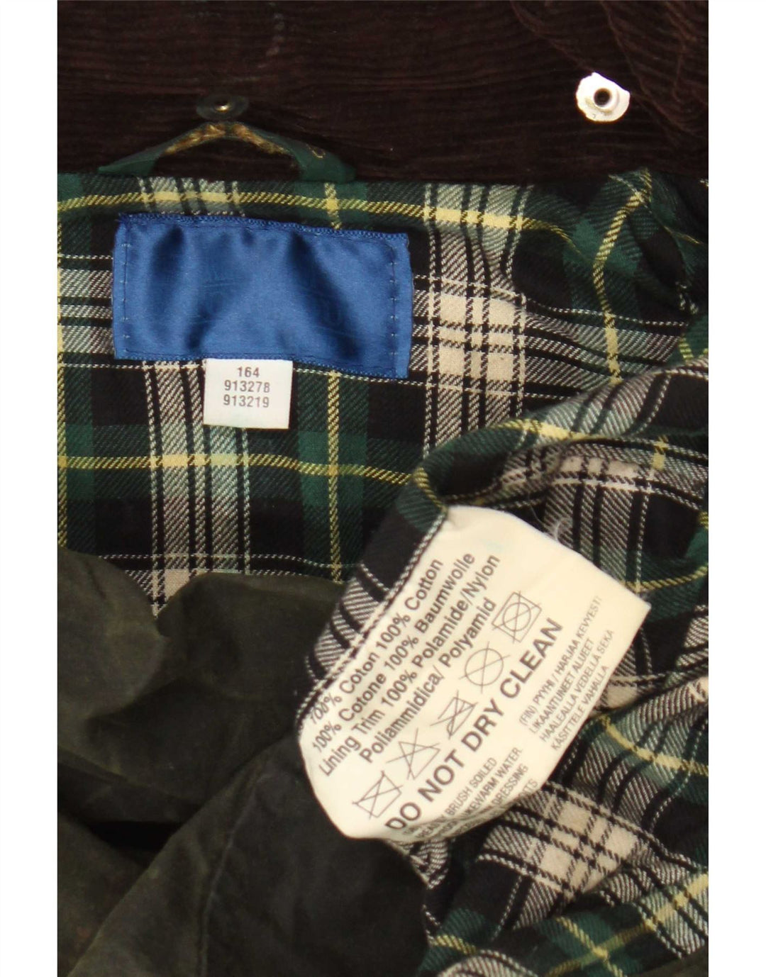 Vintage Mens Waxed Cotton Jacket UK 36 Small Green Check