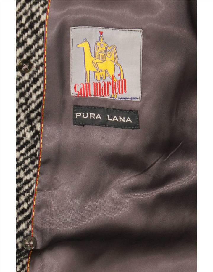 Cappotto doppiopetto vintage da uomo UK 38 Lana vergine a righe grigio medio
