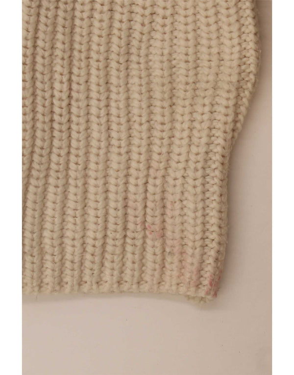 Zara Womens Longline Open Cardigan Sweater UK 16 Large Beige Polyester