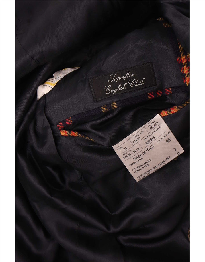 Sutor Mantellassi Chaqueta tipo blazer de 3 botones para hombre IT 46 Small Navy Blue Check