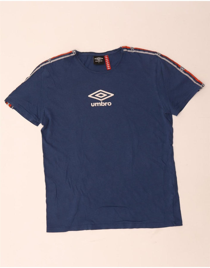 Umbro Mens Graphic T-Shirt Top Medium Blue Colourblock Cotton