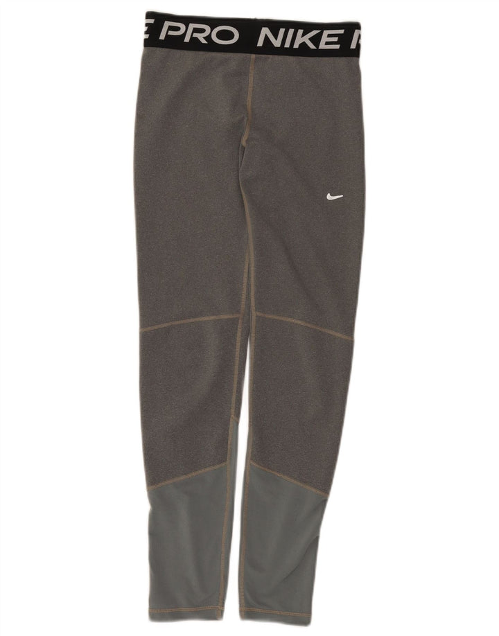 Nike Girls Graphic Leggings 12-13 Years Large Grey Colourblock Polyester