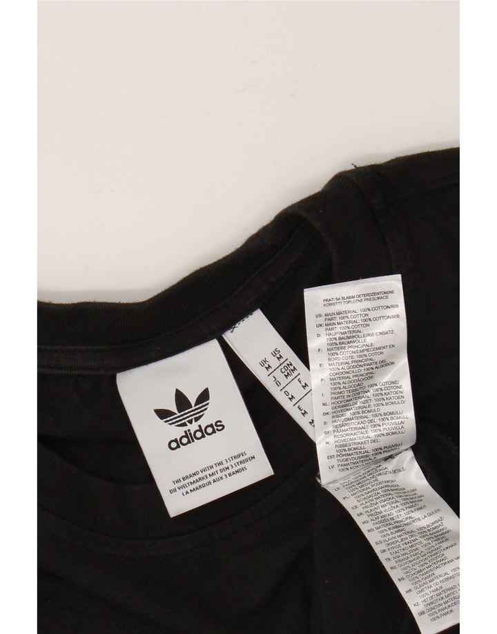 Adidas Mens Graphic T-Shirt Top Medium Black Cotton
