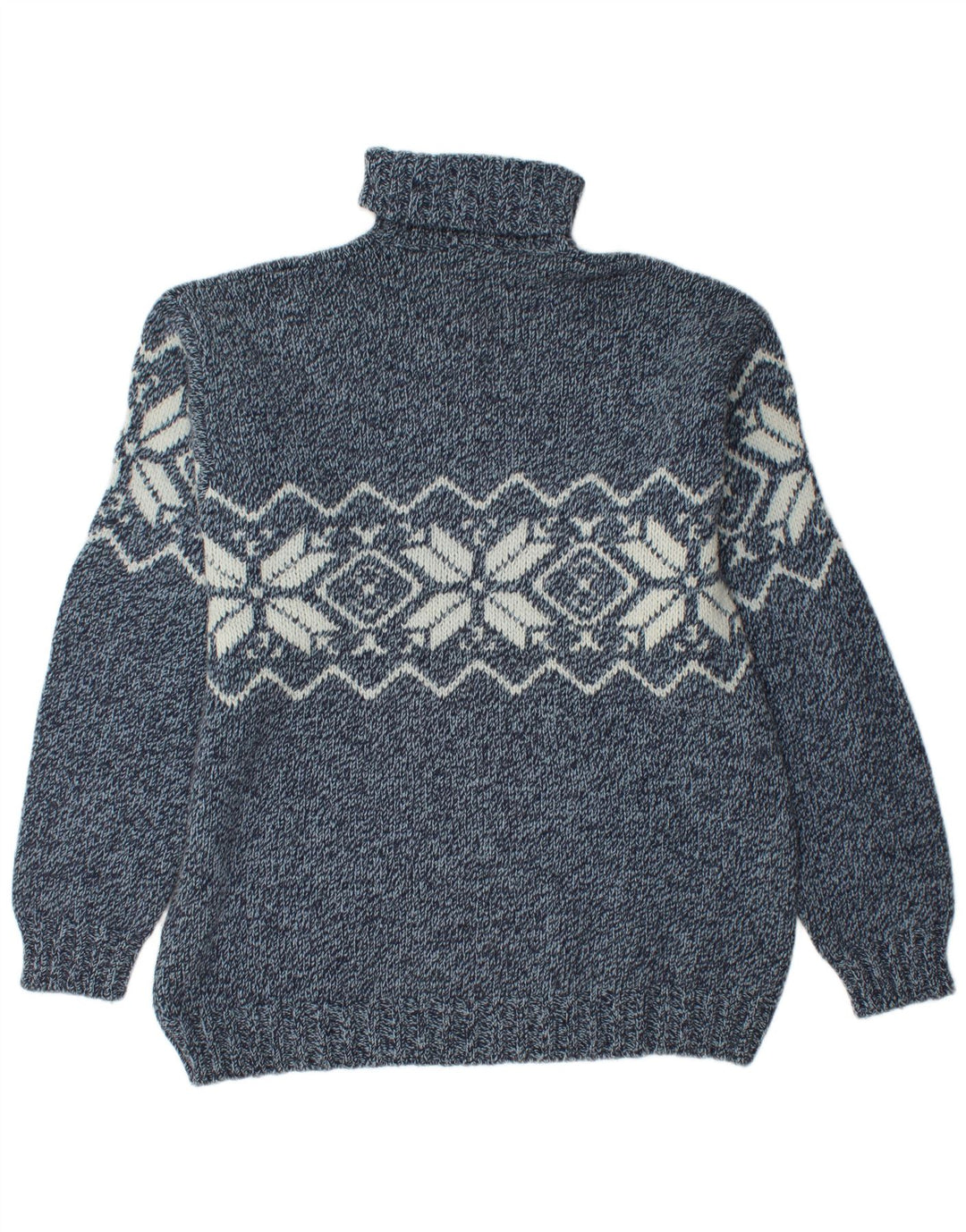 Barbieri Mens Roll Neck Jumper Sweater XL Navy Blue Fair Isle