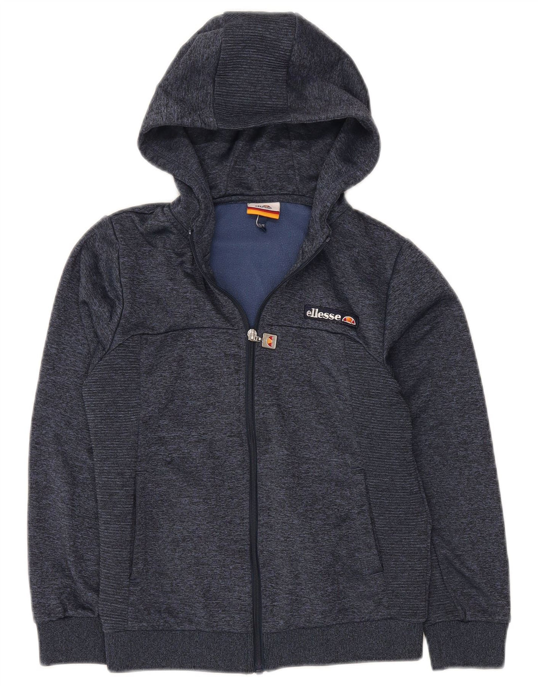 Ellesse Boys Zip Hoodie Sweater 10-11 Years Navy Blue Flecked Polyester