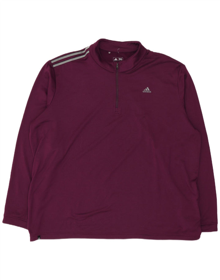 Adidas Uomo Zip Neck Pullover Tuta Top 2XL Viola Poliestere