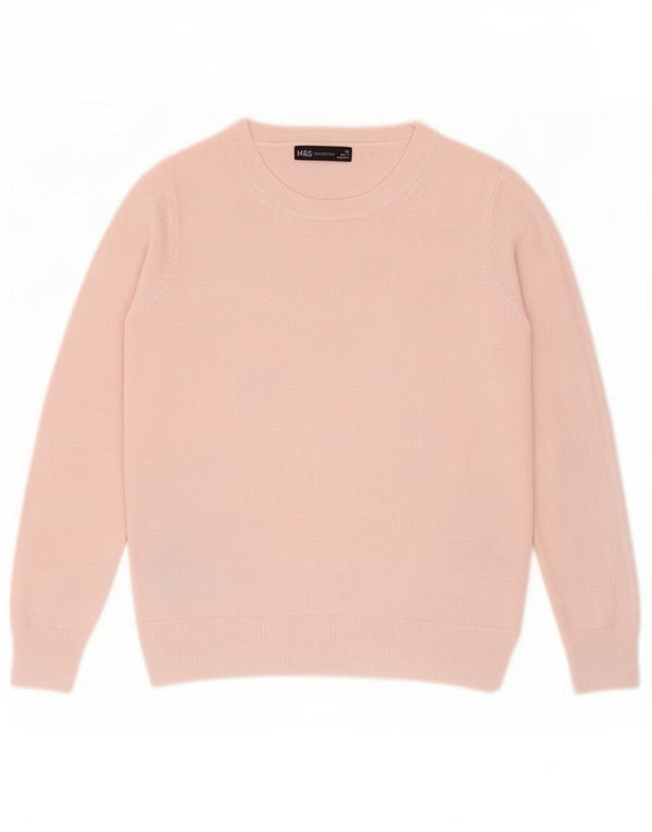 Maglione maglione con scollo a barca da donna Marks & Spencer UK 10 piccolo acrilico rosa