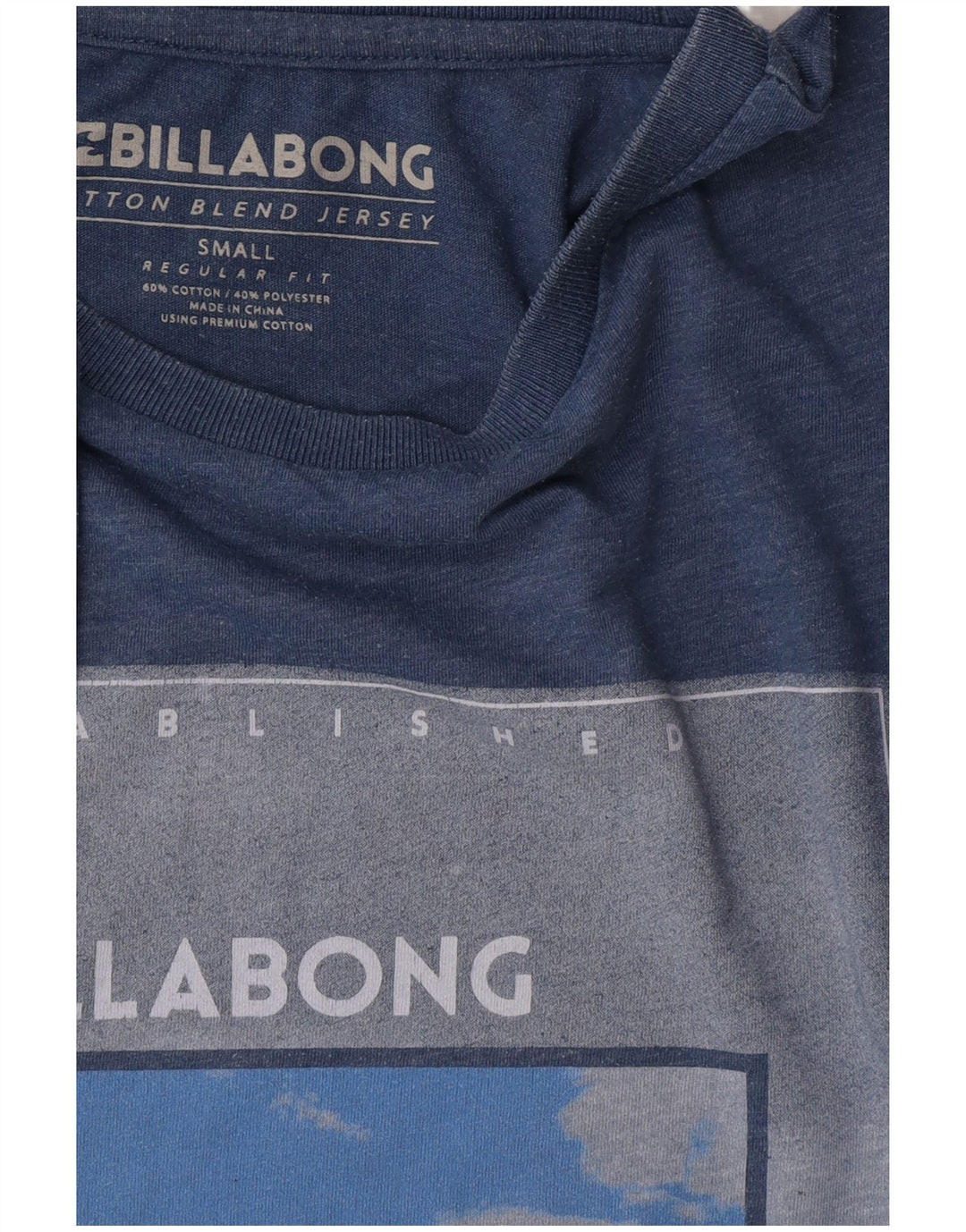 Billabong Mens Regular Fit Graphic T-Shirt Top Small Blue Cotton
