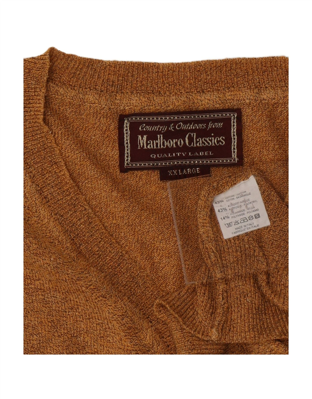 MARLBORO CLASSICS Suéter masculino com decote em V 2XL algodão marrom