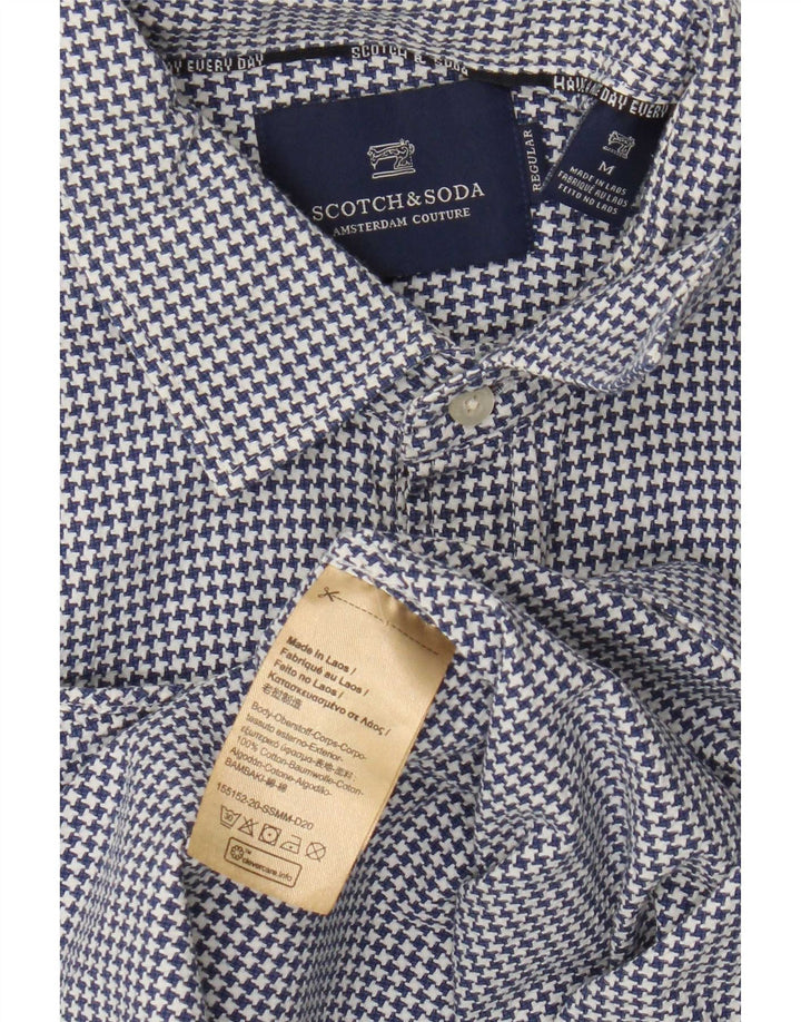 Scotch & Soda Mens Shirt Medium Blue Houndstooth Cotton