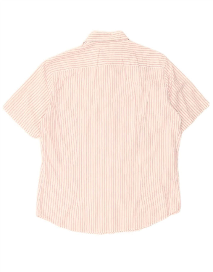 TRUSSARDI Mens Short Sleeve Shirt XL White Striped
