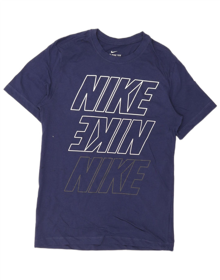 T-shirt grafica da uomo NIKE Top Small in cotone blu navy