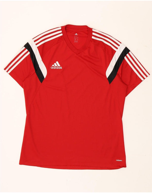 Adidas Mens Climacool T-Shirt Top Large Red Colourblock Polyester