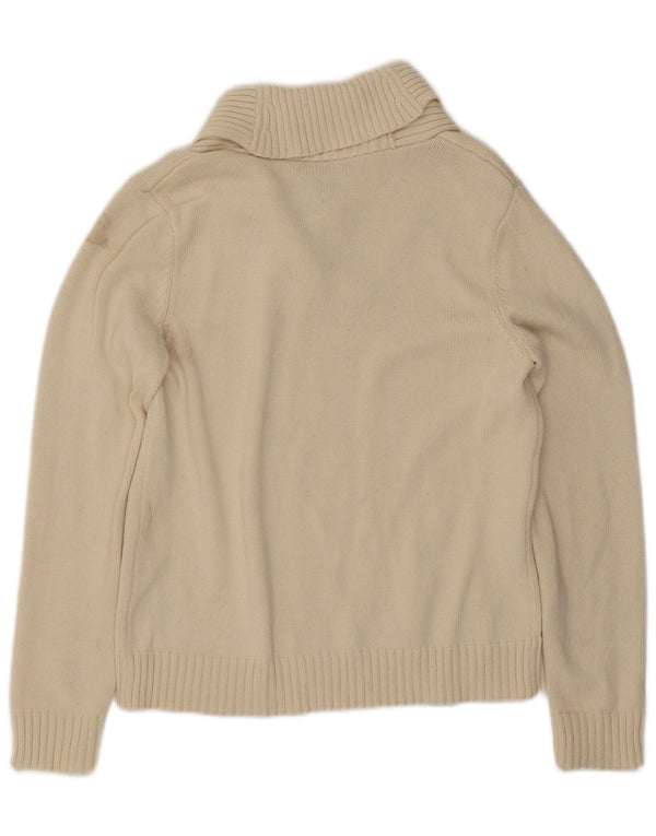 Ralph Lauren Damen-Pullover mit Schalkragen, UK 14, Größe L, Beige, Baumwolle