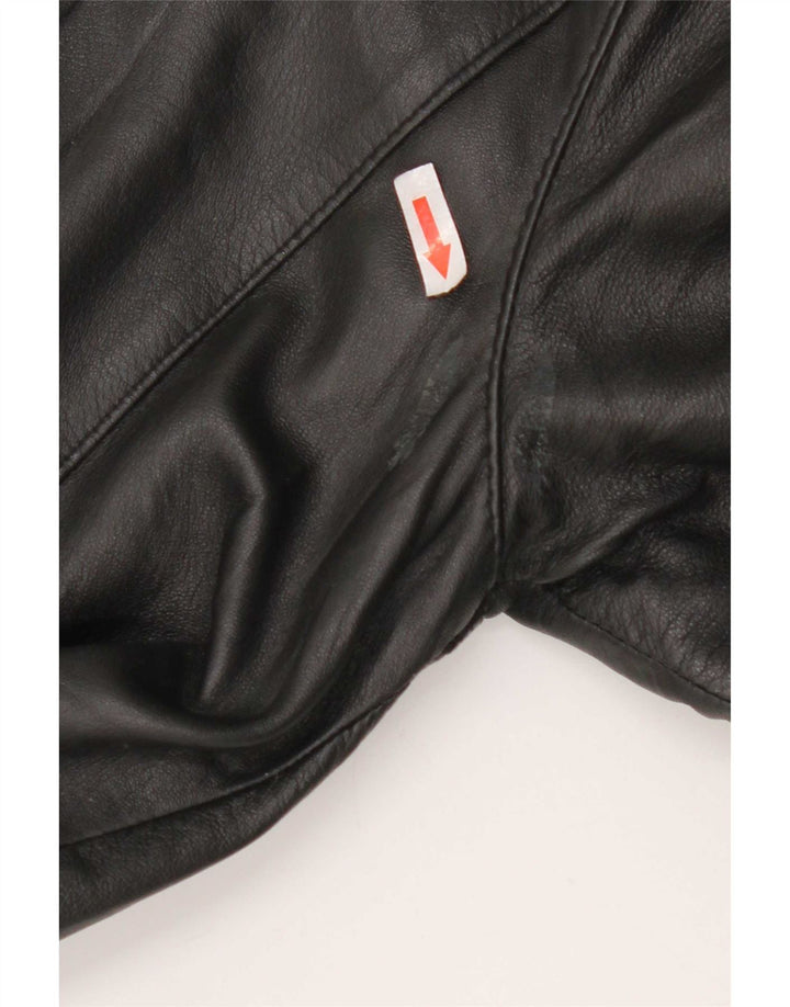 Cappotto in pelle vintage da donna UK 16 grande nero