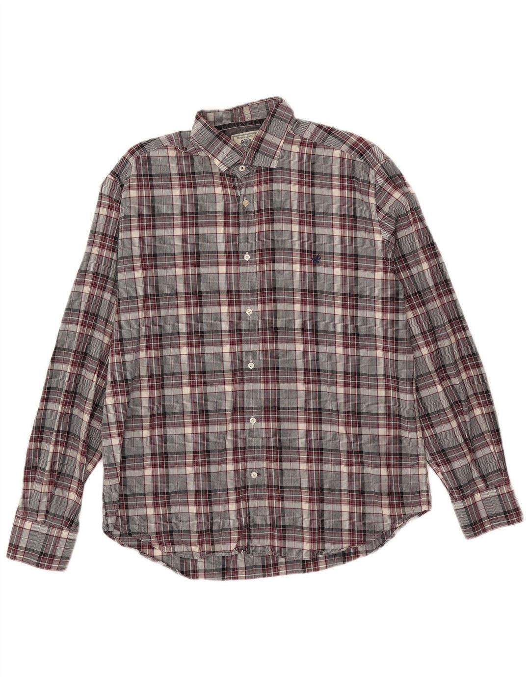 Camicia da uomo Brooksfield taglia 43 grande motivo a quadri grigi