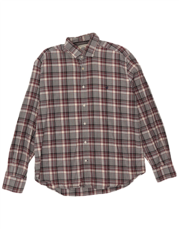 Camicia da uomo Brooksfield taglia 43 grande motivo a quadri grigi