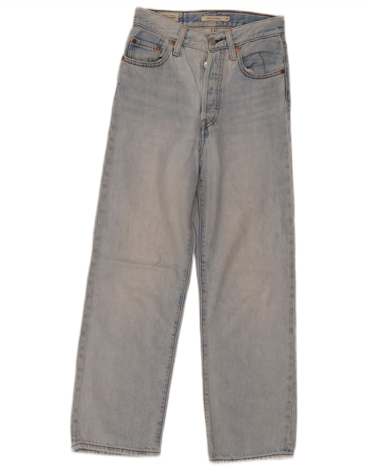 Levi's Womens Ribcage Straight Jeans W24 L26 Blue Cotton