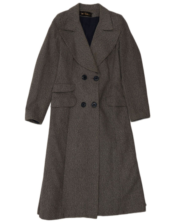 Vintage Womens Double Breasted Coat UK 10 Small Grey Wool