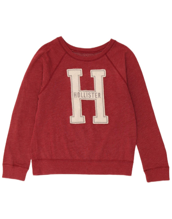 Hollister Damen-Sweatshirt mit Grafik, UK 14, mittelrote Baumwolle