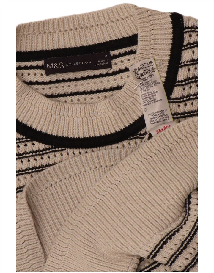 Marks & Spencer Womens Crew Neck Jumper Sweater UK 14 Medium Off White