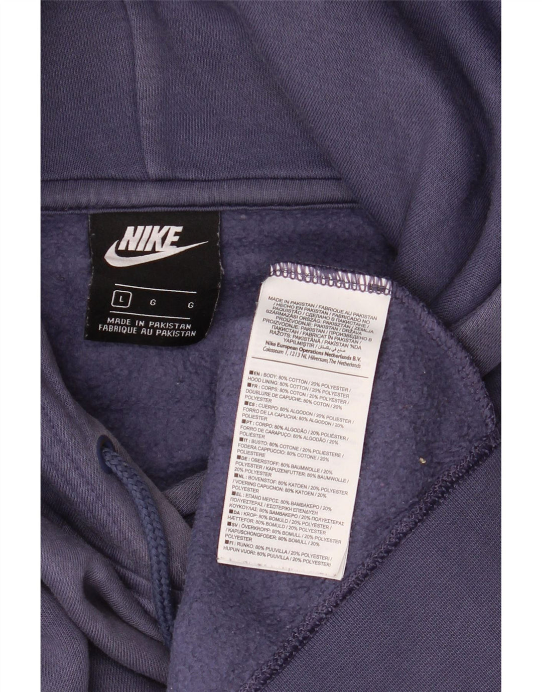 Nike Mens Hoodie Jumper Large Navy Blue Cotton