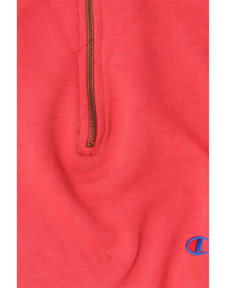 CHAMPION Mens Zip Neck Sweatshirt Jumper Large Red Cotton
