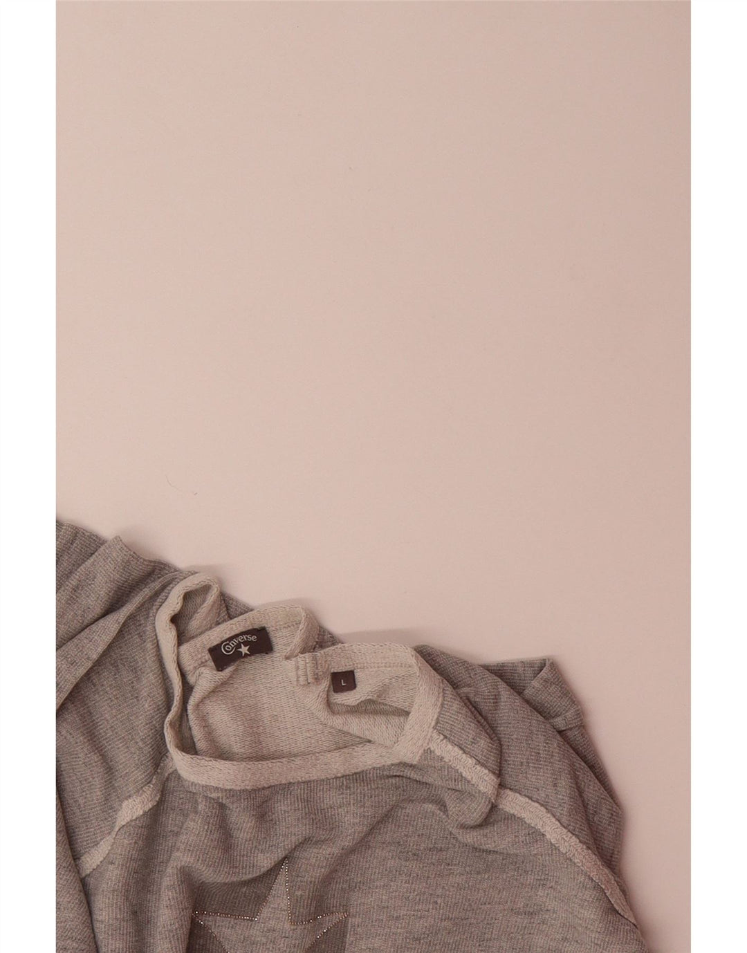CONVERSE Womens Graphic Sweatshirt Jumper UK 16 Large Grey Cotton