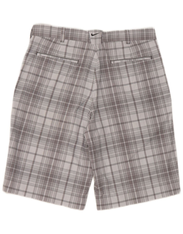 Nike Mens Dri Fit Chino Shorts W32 Medium Grey Check Polyester
