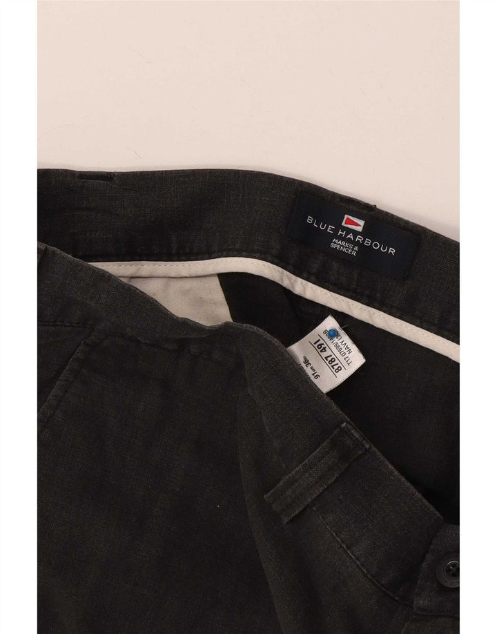 Marks & Spencer Mens Blue Harbour Chino Shorts W36 Large Navy Linen
