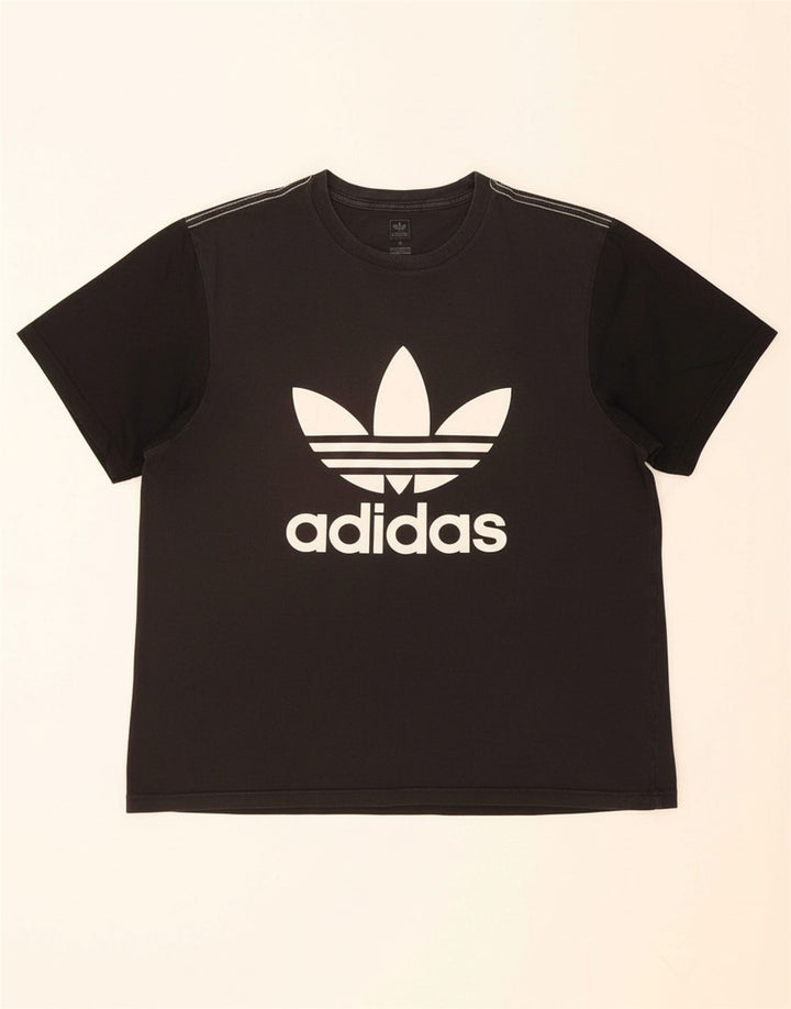 ADIDAS Mens Graphic T-Shirt Top Large Black Colourblock