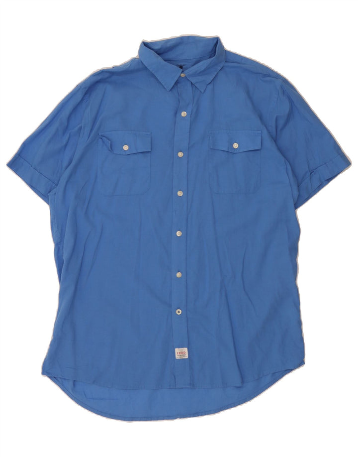 IZOD Mens Short Sleeve Shirt Large Blue Cotton Vintage Izod and Second-Hand Izod from Messina Hembry 