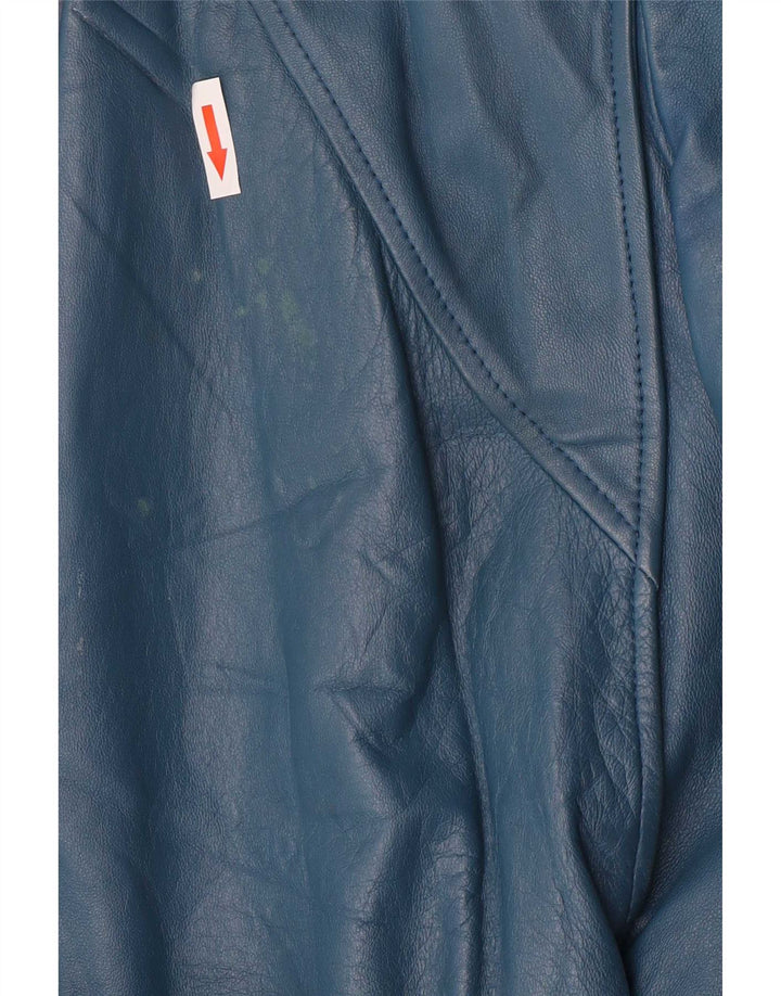 Chagall Womens Leather Jacket IT 44 Medium Blue