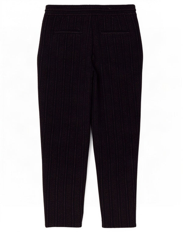 Zara Mens Straight Casual Trousers Large W32 L27 Black Striped Polyester