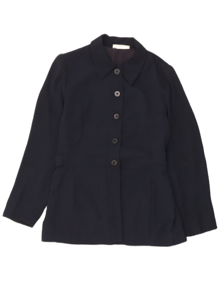Zara Womens 5 Button Blazer Jacket EU 42 Large Navy Blue Rayon