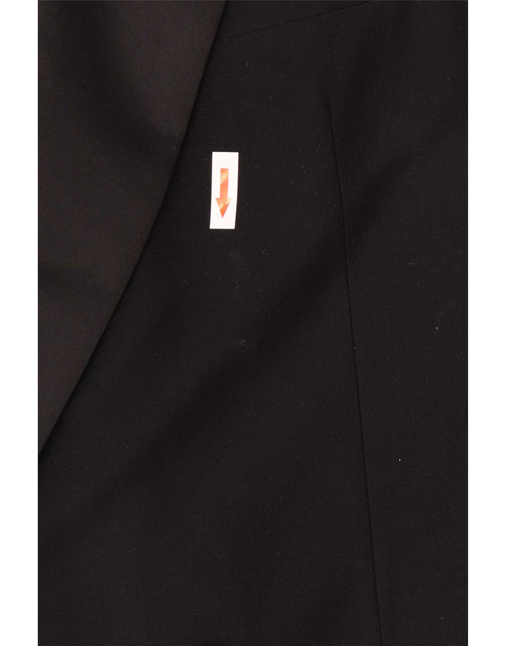 vintage Mens Double Breasted Blazer Veste UK 38 Laine Vierge Noire Moyenne