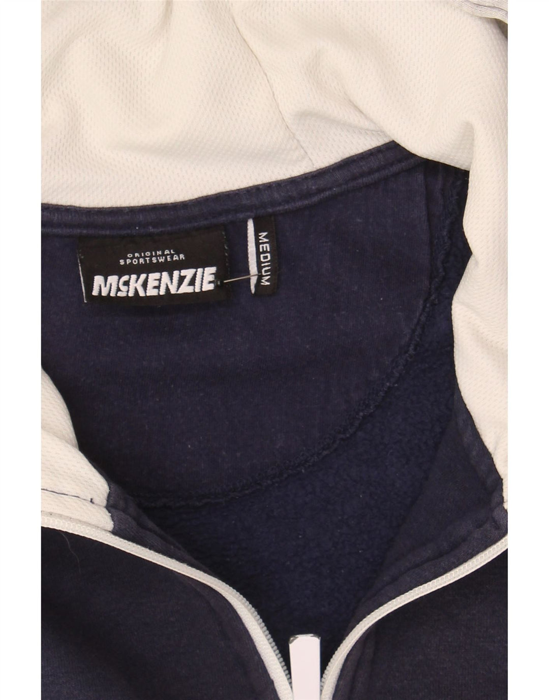 MCKENZIE Mens Hooded Zip Neck Zip Hoodie Sweater Medium Grey Colourblock Vintage Mckenzie and Second-Hand Mckenzie from Messina Hembry 