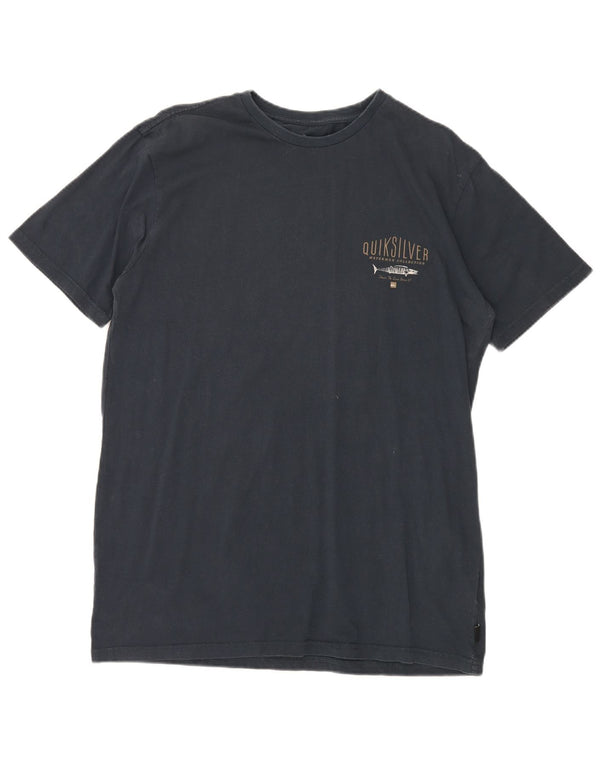 Quiksilver Mens Regular Fit Graphic T-Shirt Top Large Bleu Marine Coton