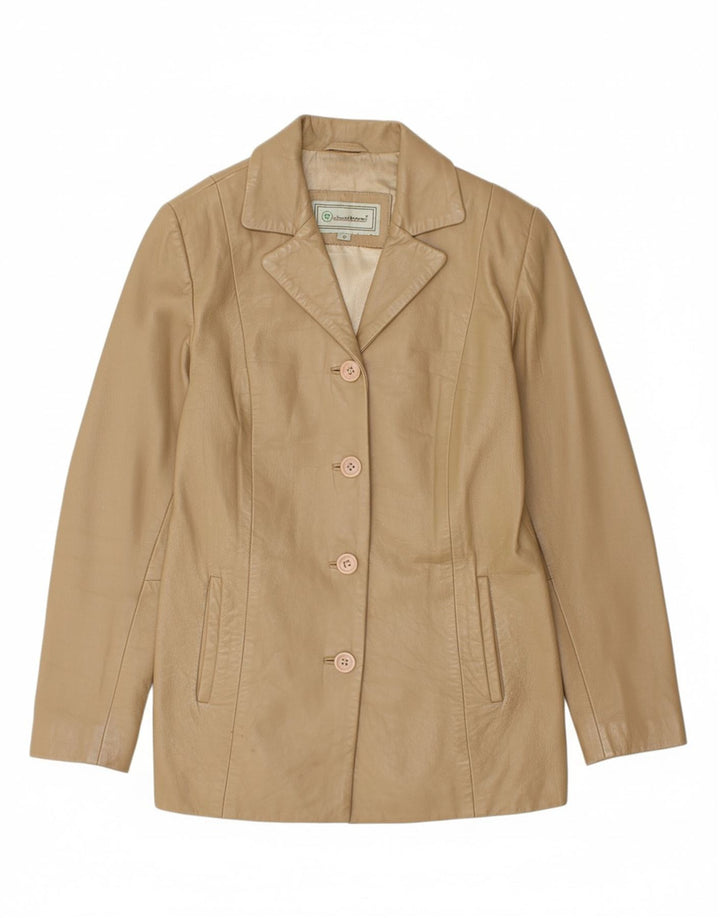 LIVE TREE Womens Leather Jacket UK 12 Medium  Beige Leather