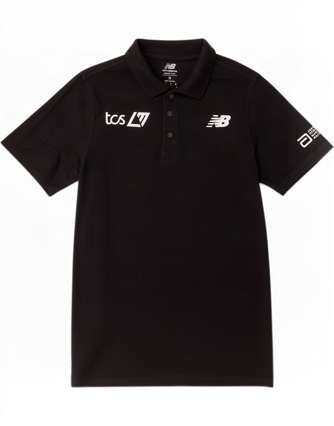 New Balance Mens Graphic Polo Shirt Medium Black Cotton