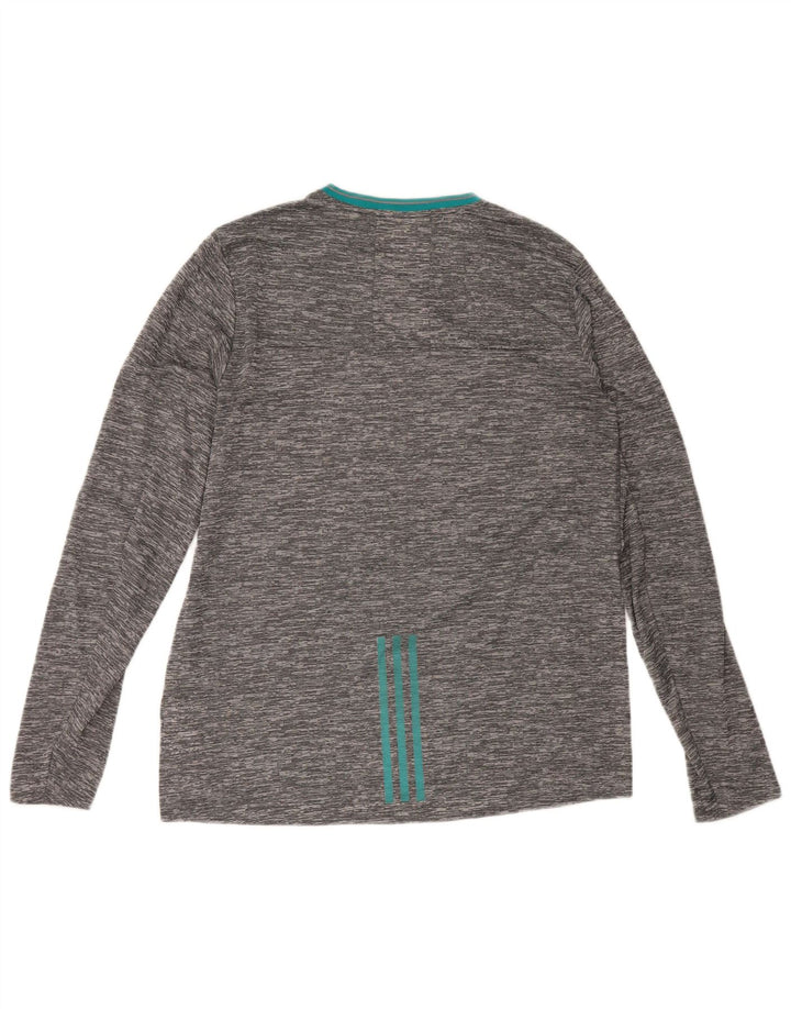 Adidas Uomo Climalite Top manica lunga grande poliestere chiazzato grigio