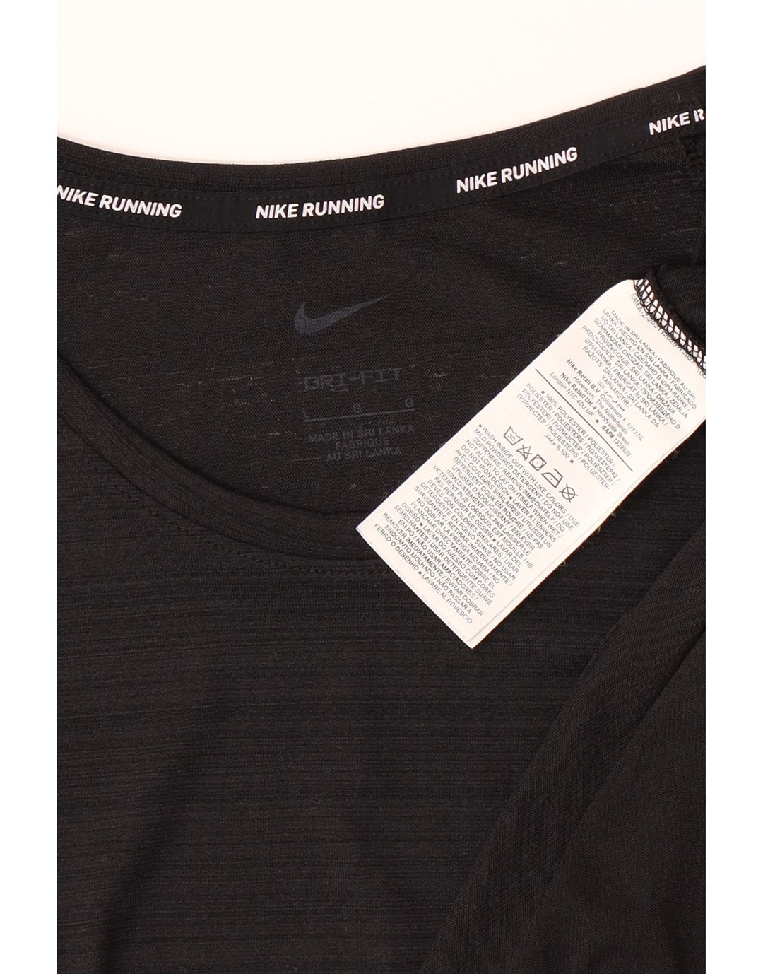 NIKE Mens Dri Fit T-Shirt Top Large Black Striped Polyester