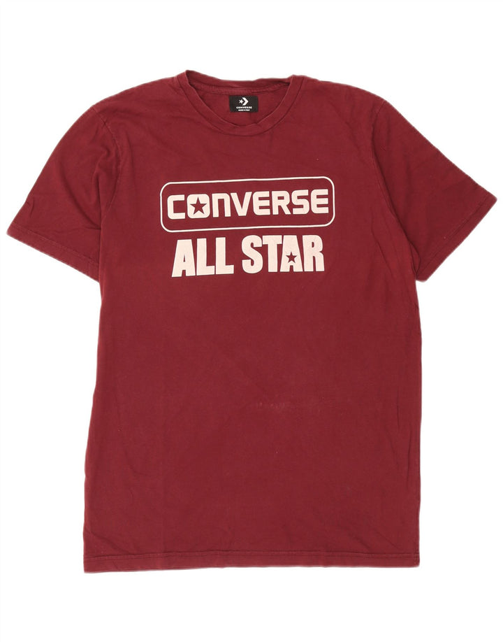 Converse Mens Graphic T-Shirt Top Large Burgundy Cotton