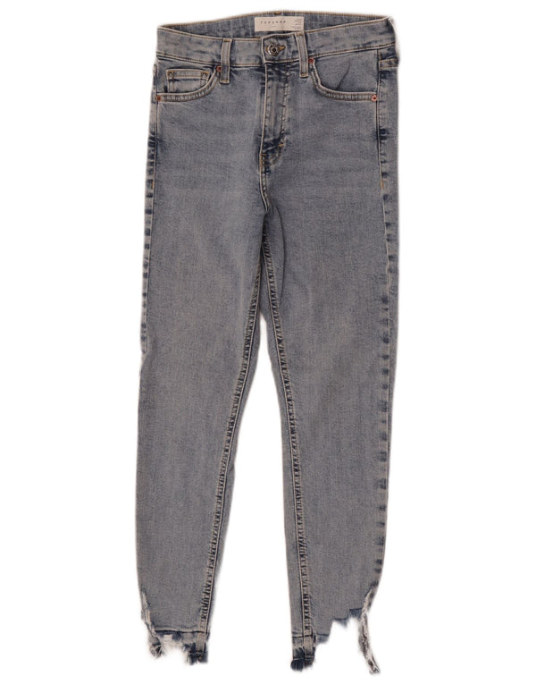Topshop Damen Jamie Distressed Crop Skinny Jeans W26 L24 Blaue Baumwolle